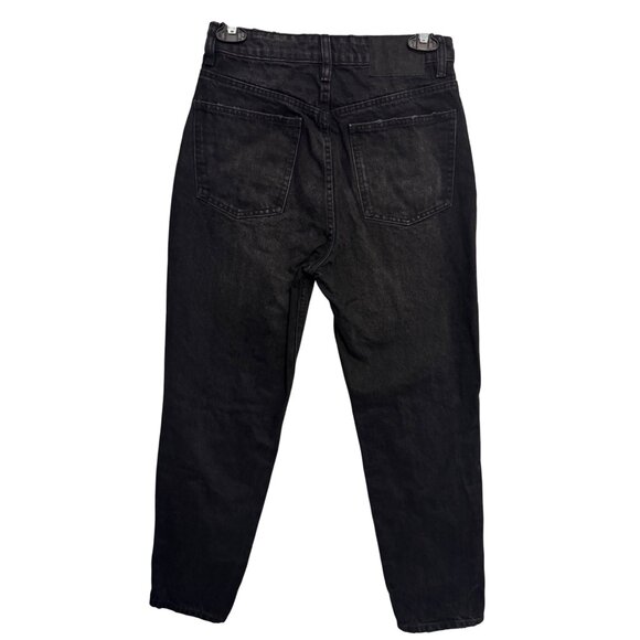 2/$30 ZARA Womens 4 Jet Black Distressed High Waisted Jeans Cotton Casual Style - Picture 9 of 16